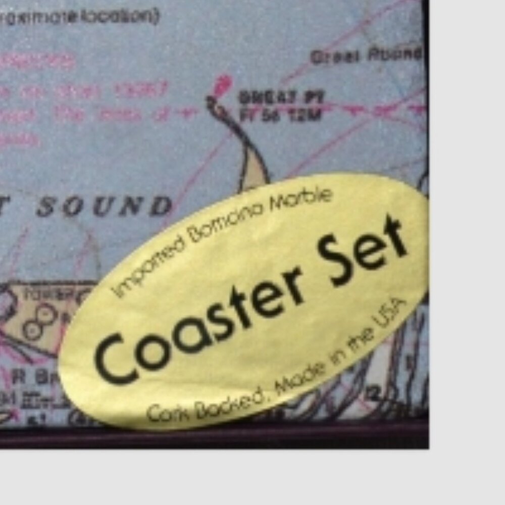 Set Of 4 Coasters Boxed Imported Marble Cape Cod Nantucket Martha's Vineyard - Picture 6 of 9